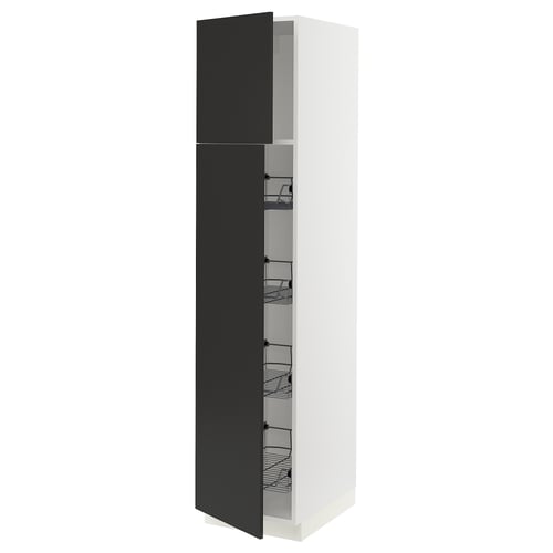 SEKTION kitchen cabinet, black, with multiple shelves.