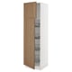 SEKTION white kitchen cabinet with wooden doors and pull-out wire baskets.