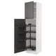 White SEKTION kitchen cabinet with dark grey drawer, pull-out shelves, modern design.