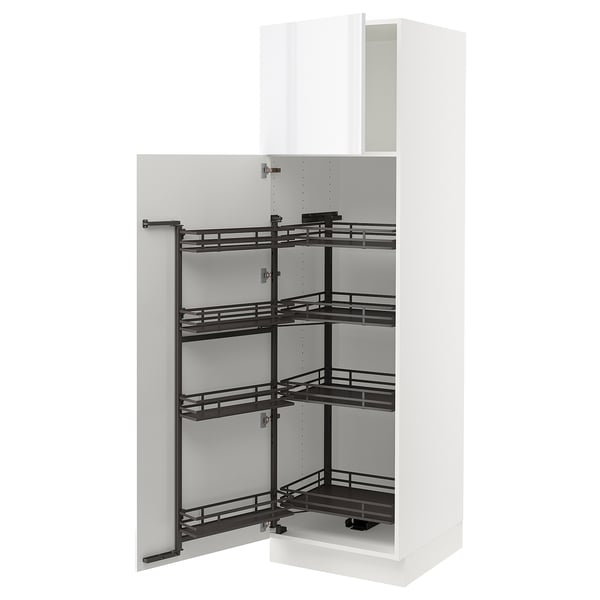 SEKTION white kitchen cabinet with pull-out shelves.
