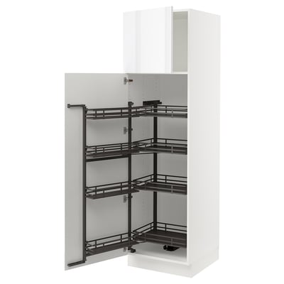SEKTION white kitchen cabinet with pull-out shelves.