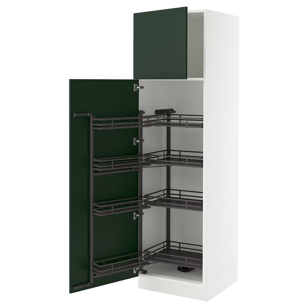 Green SEKTION pull-out cabinet with 3 shelves & white frame.