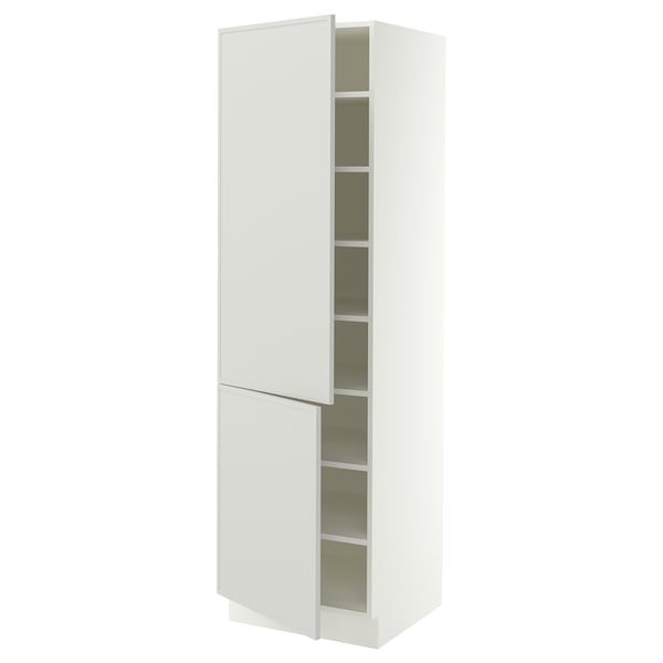 SEKTION High cabinet with shelves/2 doors, white/Aspudden light grey, 61x61x203 cm