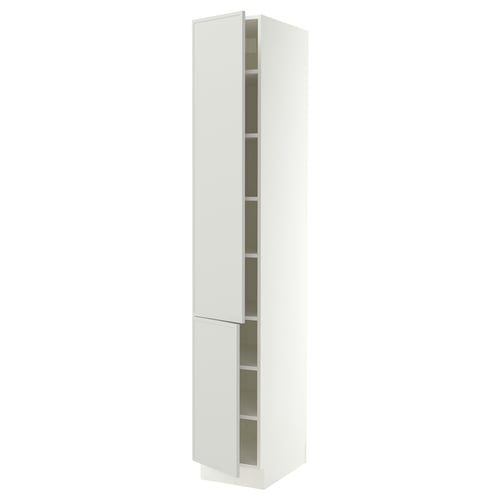 SEKTION High cabinet with shelves/2 doors, white/Aspudden light grey, 38x61x229 cm