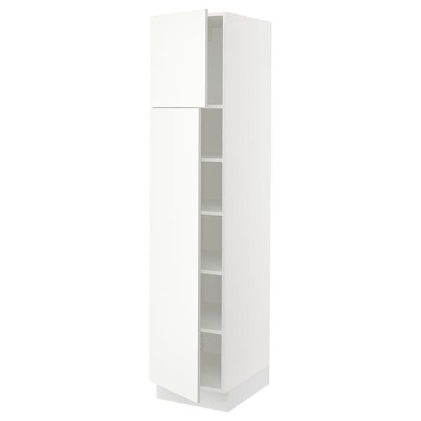 White ikea SEKTION kitchen cabinet with adjustable shelves, matte finish.