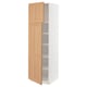 An open white SEKTION kitchen cabinet with wooden doors and adjustable shelves.