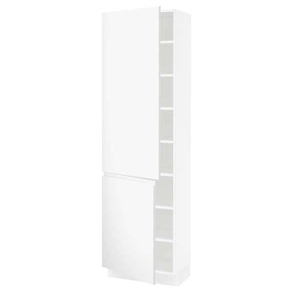 SEKTION white kitchen cabinet with hidden handles, adjustable shelves, and gentle door close.