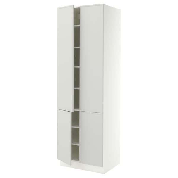 SEKTION High cabinet with shelves/4 doors, white/Aspudden light grey, 76x61x229 cm