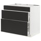 This image shows an ikea SEKTION kitchen cabinet in white with black drawers.