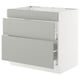 A SEKTION kitchen cabinet in light grey with a modern design and smooth-running drawers.