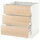 Three-drawer cabinet, white with light wood grain, modern design, smooth-running drawers.