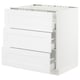 SEKTION kitchen unit in white with three drawers, sleek modern design, made from particleboard and foil.