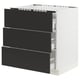 SEKTION kitchen unit in matt black, sleek, modern design with three drawers.