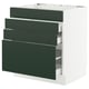 SEKTION kitchen cabinet, white with green drawers, rectangular, modern design.