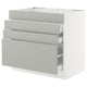 Grey ikea SEKTION cabinet with multiple drawers, modern minimal design.