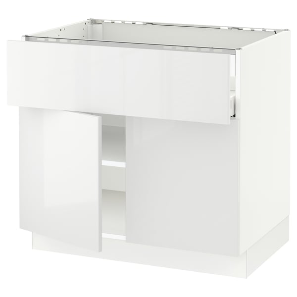 SEKTION kitchen unit, white gloss, modern design, open structure.