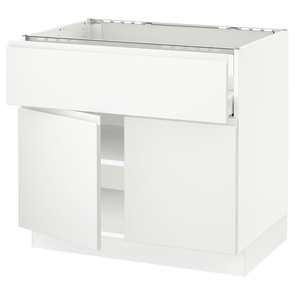 SEKTION white kitchen unit - modern, glossy, square, with adjustable shelves, handle-less doors.