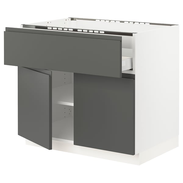 Modern kitchen unit: SEKTION, grey & white, rectangular, sleek design with integrated handles, and sturdy frame.