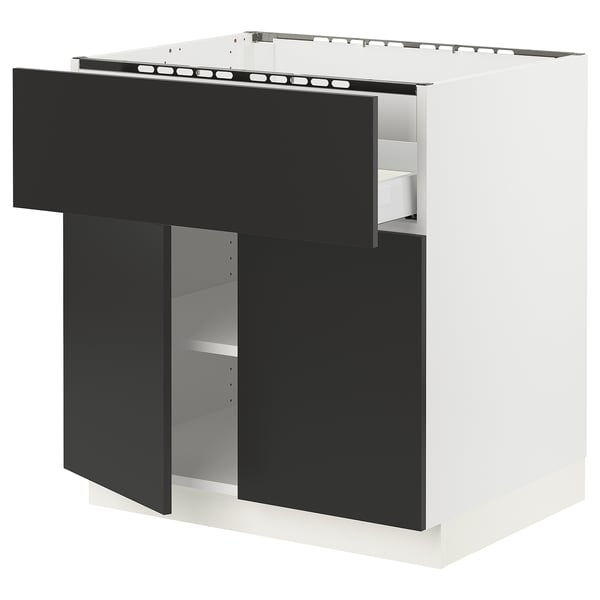 Modern black and white kitchen cabinet, rectangular, with minimalist design, 25-year guarantee.
