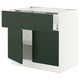 SEKTION kitchen unit, green havstorp fronts, white base, single drawer & shelf, modern & sleek design.