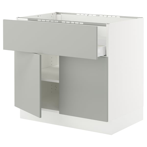 SEKTION kitchen unit, light grey, rectangular, modern clean design, recessed drawer.