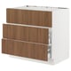 SEKTION kitchen cabinet, white and walnut, three drawers, sleek modern design.