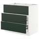 SEKTION kitchen unit, dark green, white frame, three drawers, modern design.