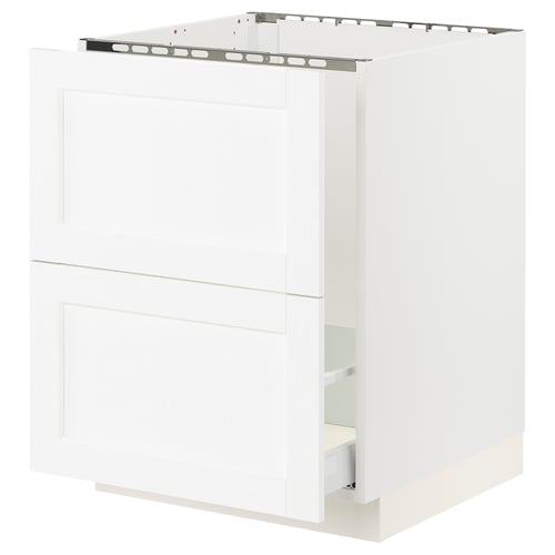 SEKTION kitchen cabinet: white, square, sleek design with subtle grain, sturdy frame, full-extension drawer.