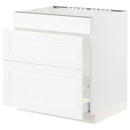 A white ikea SEKTION kitchen cabinet with a sleek design and a drawer.