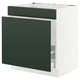 SEKTION kitchen cabinet, dark green, white frame, 3 drawers, modern design.
