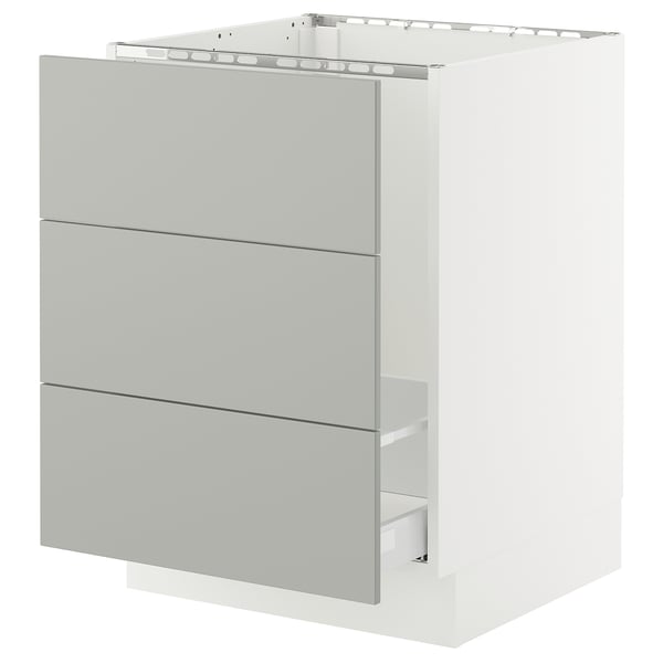 SEKTION kitchen unit - light grey, 3 drawers, modern minimalist