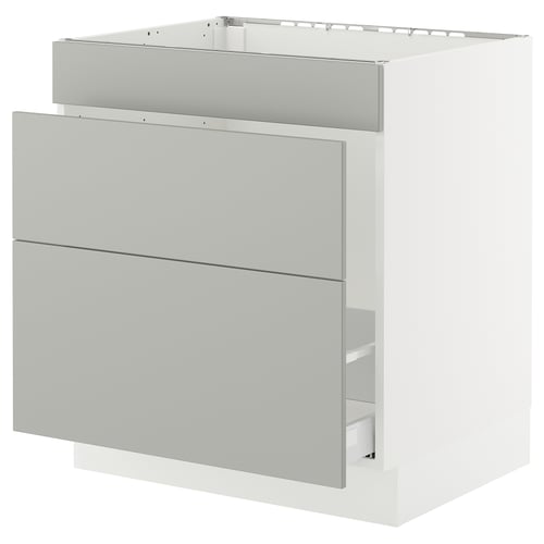 SEKTION light grey kitchen cabinet with smooth drawers.