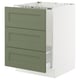 SEKTION kitchen unit in green with three drawers, white base. Modern design, smooth drawer fronts.