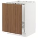 SEKTION modern kitchen unit, white base, walnut door, square shape.