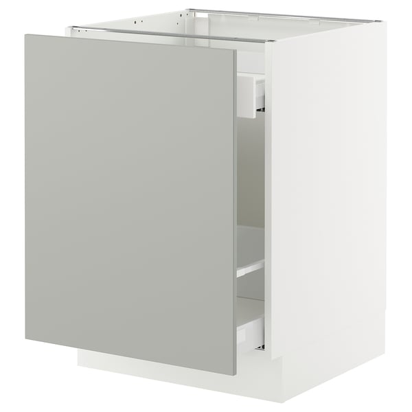 SEKTION kitchen cabinet, light grey, modern design, square shape, full-extension drawers.