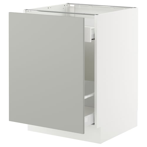 SEKTION kitchen cabinet, light grey, modern design, square shape, full-extension drawers.