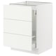 White modern kitchen cabinet unit with sleek lines and multiple drawers. High-quality design, ideal for modern kitchens.