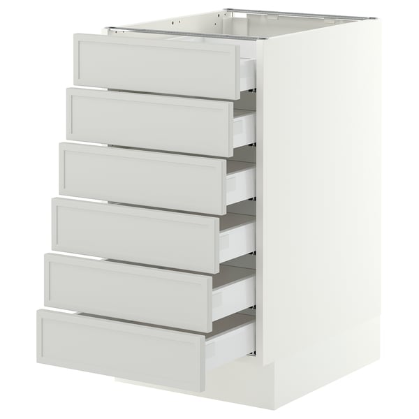 SEKTION / MAXIMERA Base cabinet 6 fronts/6 low drawers, white/Aspudden light grey, 46x61x76 cm