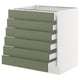 SEKTION kitchen unit in grey-green with six drawers, sleek modern design.