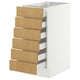 SEKTION / MAXIMERA Base cabinet 6 fronts/6 low drawers, white/Sinarp oak veneer, 38x61x76 cm