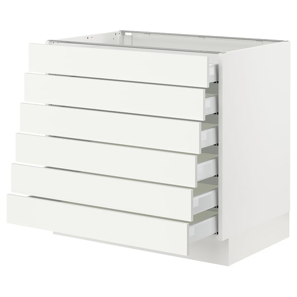 A SEKTION kitchen cabinet in white with smooth, full-extension drawers.