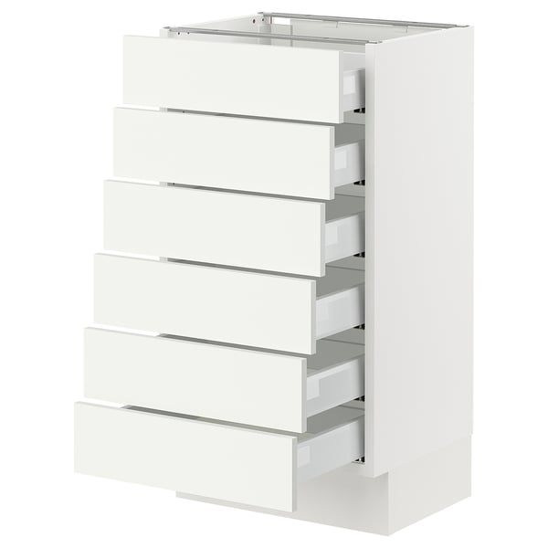 Ikea SEKTION white kitchen unit with multiple drawers.