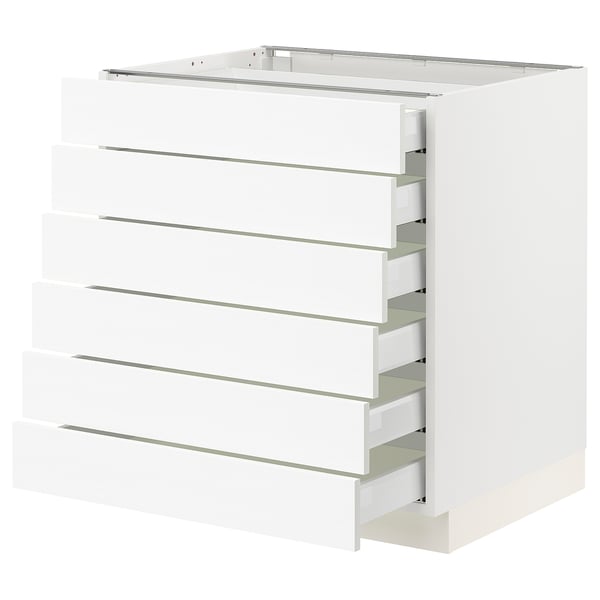SEKTION kitchen cabinet in white with multiple drawers.