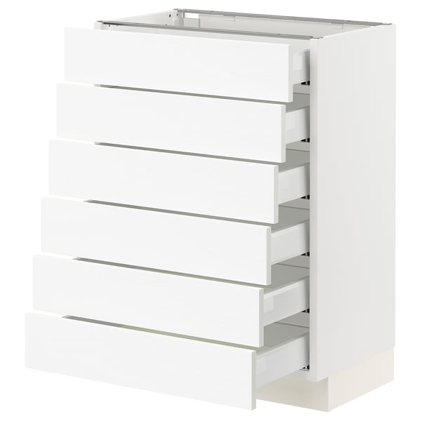 White SEKTION kitchen unit with multiple drawers, sleek modern design.