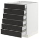 An ikea SEKTION kitchen unit with six black drawers in a white cabinet.