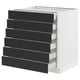 SEKTION kitchen cabinet with 8 black full-extension drawers, modern white frame.