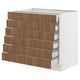 SEKTION kitchen cabinet in modern walnut finish, white base, six thin drawers, rectangular shape, sleek design.