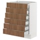 A white SEKTION cabinet with six wooden drawers in brown. Each drawer has a sleek, modern design.
