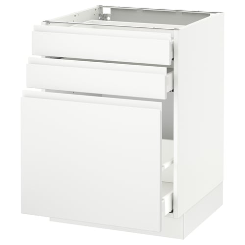 SEKTION white kitchen cabinet with drawers.