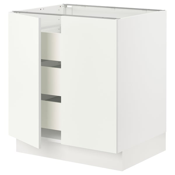 SEKTION white kitchen cabinet with smooth doors and dampers.